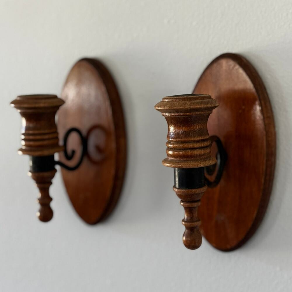 Homco Oval Wooden Wall Sconces Rustic Farmhouse Cottage Home Decor